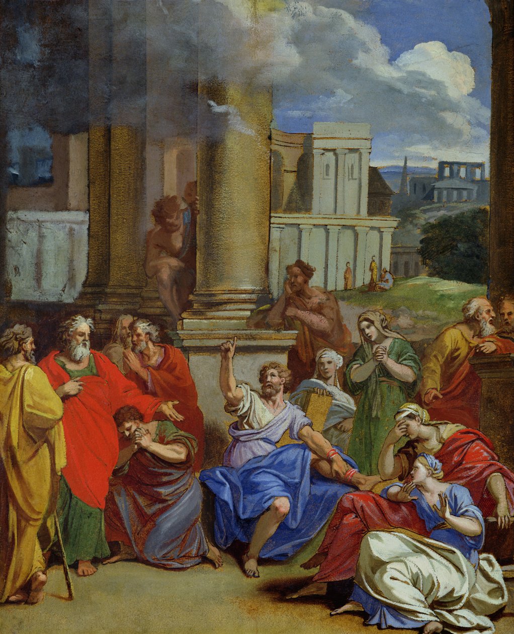 Profeten Agabus som förutspår Paulus lidande i Jerusalem (olja och pastell på papper) av Louis Cheron