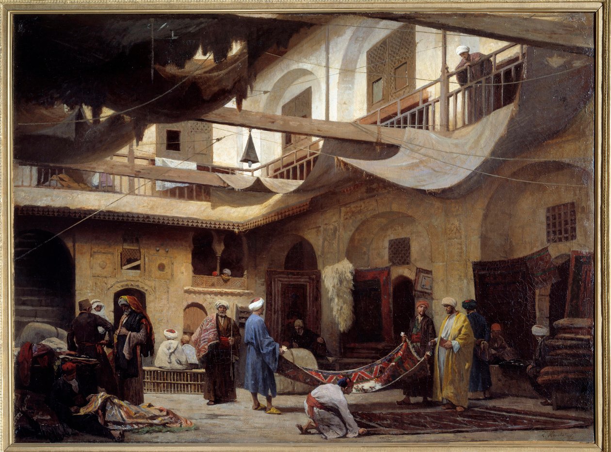 Mattbasaren i Khan-Khabil i Kairo 1866. Målning av Louis Claude Mouchot (1830-1891) av Louis Claude Mouchot