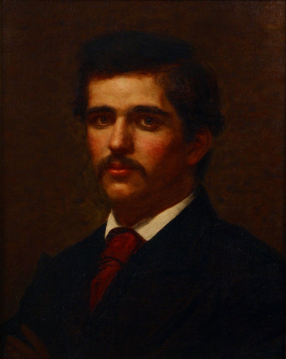 Självporträtt (olja på duk) av Louis Comfort (attr. to) Tiffany