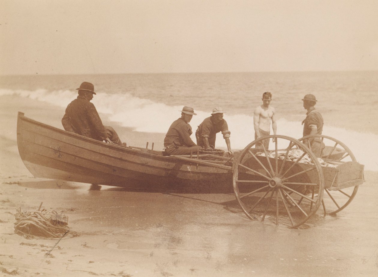 Fiskare som lossar en båt, Sea Bright, New Jersey av Louis Comfort Tiffany