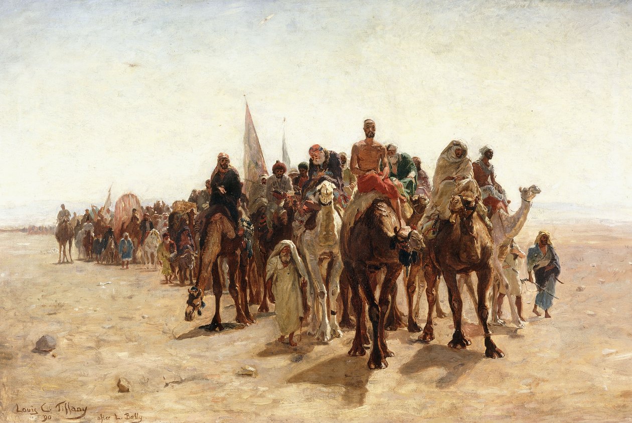 Pilgrimer som går till Mecka; Pilgrimer på väg till Mecka, 1890 av Louis Comfort Tiffany