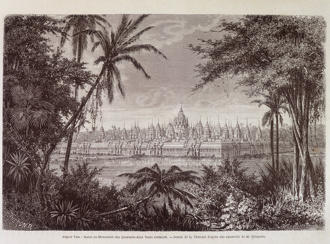 Utsikt över Angkor Thom omkring 1870 - i "" Voyage au Cambodia"" av Louis Delaporte, Paris av Louis Delaporte