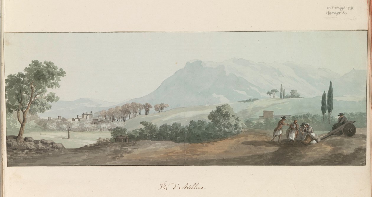 Utsikt på Avellino Vy över Avellino (titel på objekt) Resor i Italien, Sicilien och Malta - 1778 (serietitel) av Louis Ducros