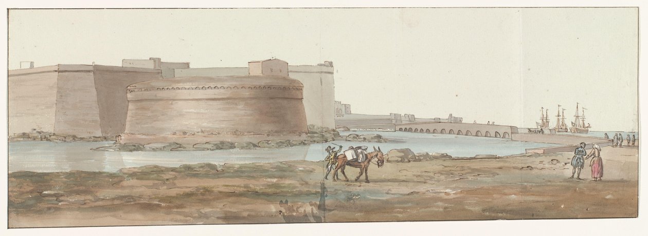 Utsikt över Gallipoli Gallipoli entrévy (titel på objekt) Resor i Italien, Sicilien och Malta - 1778 (serietitel) av Louis Ducros