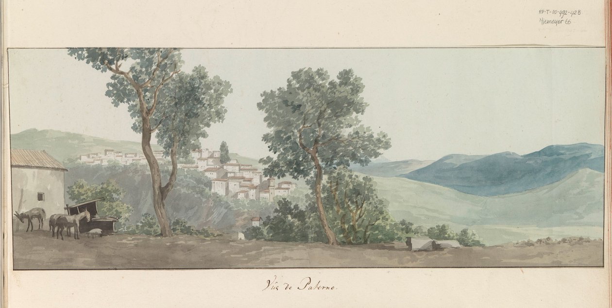 Gezicht op Paterno Utsikt över Paterno (titel på objekt) Resor i Italien, Sicilien och Malta - 1778 (serietitel) av Louis Ducros