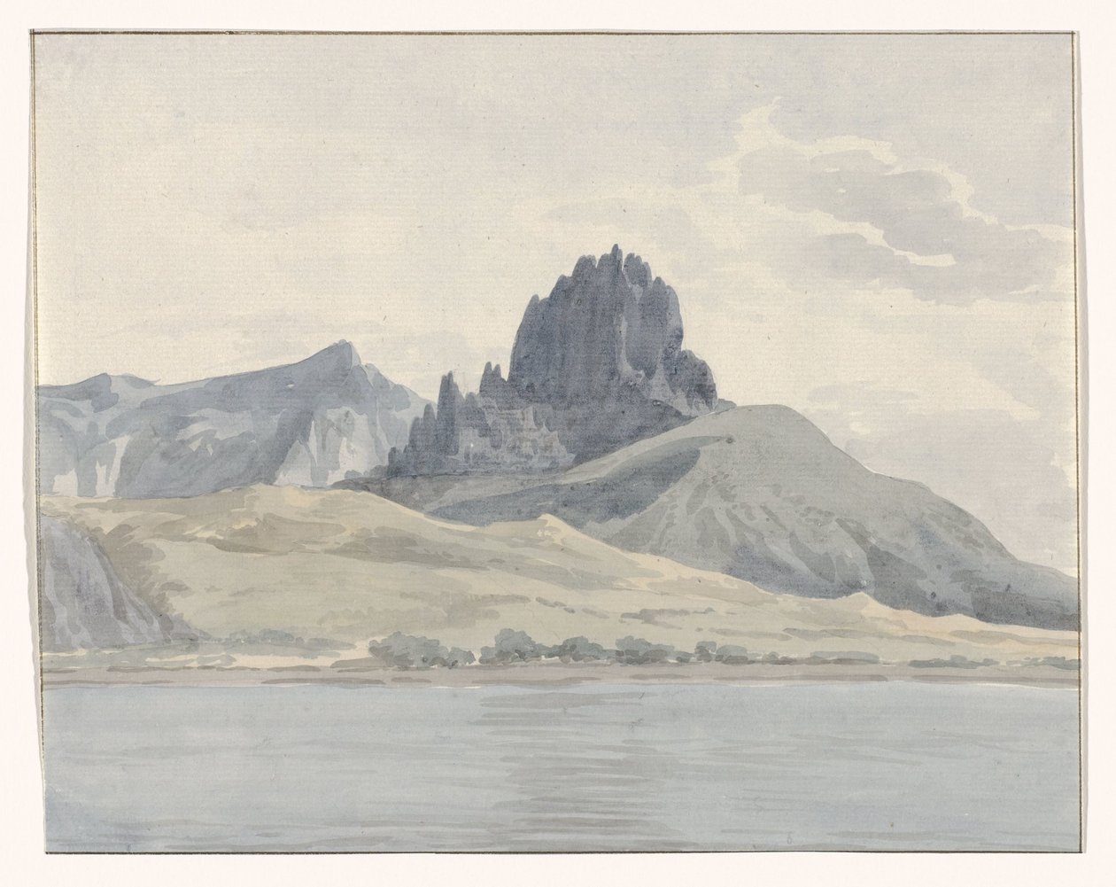 Utsikt över Pentidatilos kust på andra sidan udde Spartivento Vue de la côte de Pentidatilo au delà du Cap de Spartivento (titel på objekt) Voyage en Italy, en Sicile et à Malte - 1778 (serietitel) av Louis Ducros
