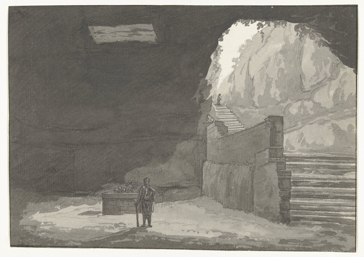 Fontein grotta i den gamla staden Manduria Mandurians grotta och fontän som nämns i Plinius Resor i Italien, Sicilien och Malta - 1778 (serietitel) av Louis Ducros