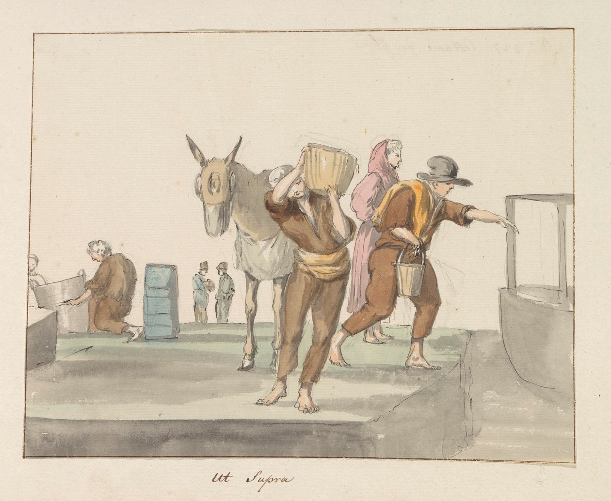 Traditionella dräkter på ön Gozo Costume de Ghozo (titel på objekt) Voyage en Italy, och Sicile et à Malte - 1778 (serietitel) av Louis Ducros