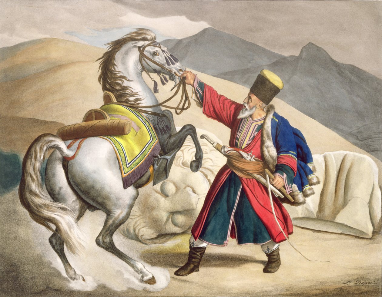 En tartar med sin häst, graverad av bröderna Thierry, 1825 av Louis Dupré