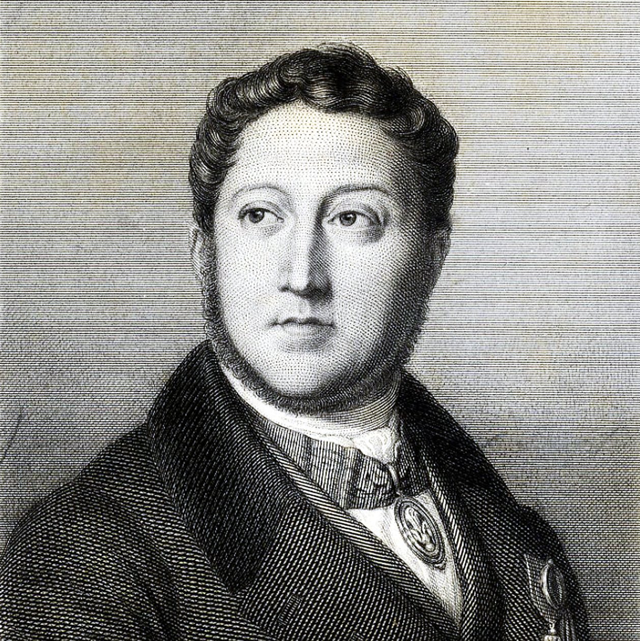 Porträtt av kompositören Gioachino Antonio Rossini 1792-1868, 1836. av Louis Dupré