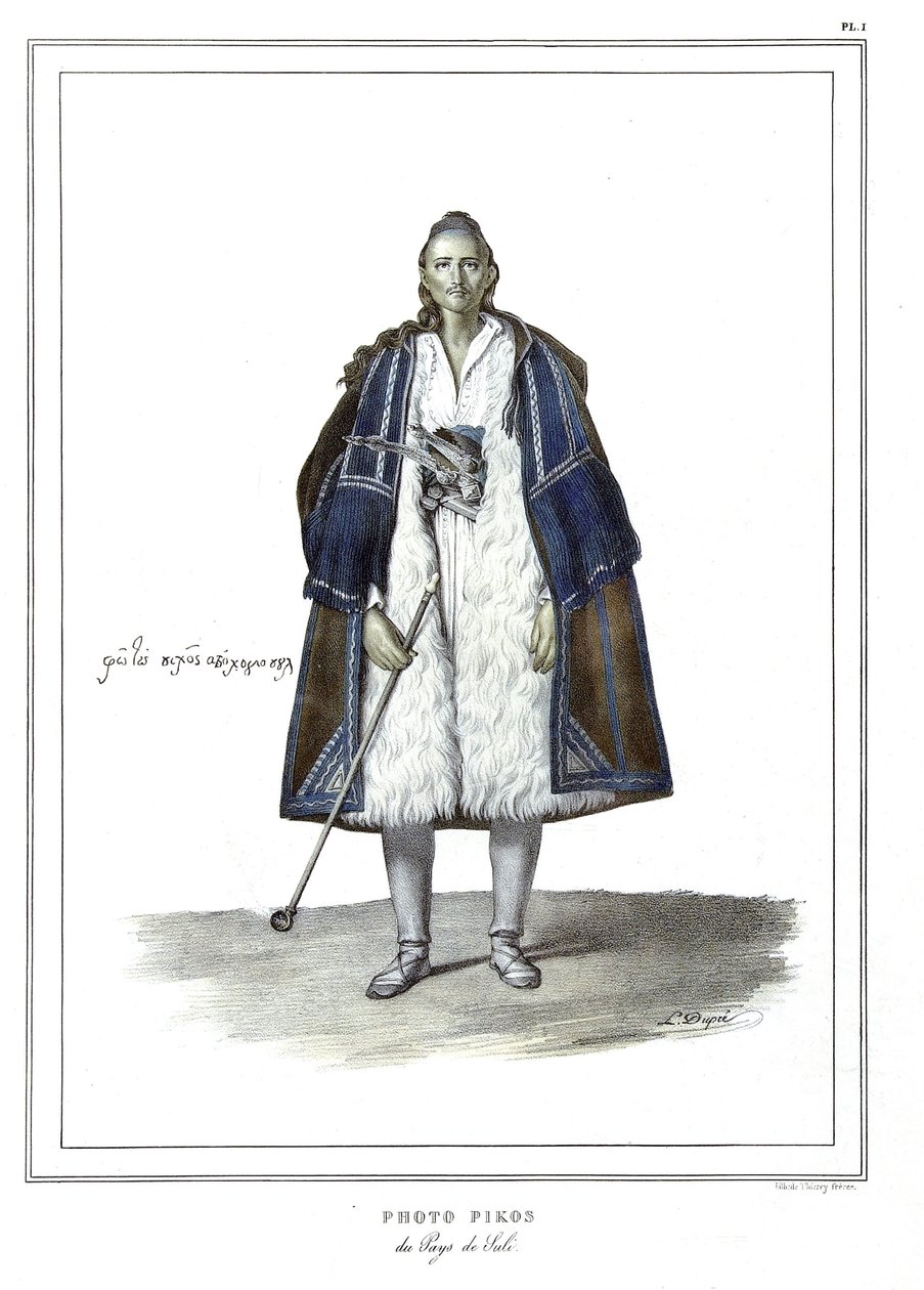 Foto Pikos av landet Suli, i "" Resan till Aten och Konstantinopel, eller samling av grekiska och ottomanska porträtt, vyer och kostymer, målade på platser i naturen, litografier och färger av Louis Dupre (1789-1837), Davids elev .1825. av Louis Dupré