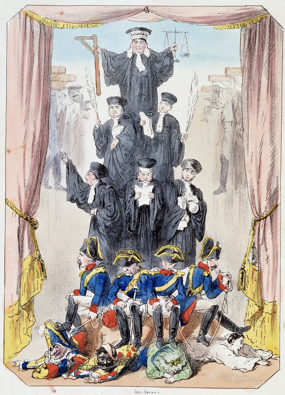 Litideurs trots dem - Litografi, utdrag från Theatre des marionnettes du jardin des Tuileries, text och teckning av Louis Edmond Duranty (1833-1880), Paris av Louis Edmond Duranty