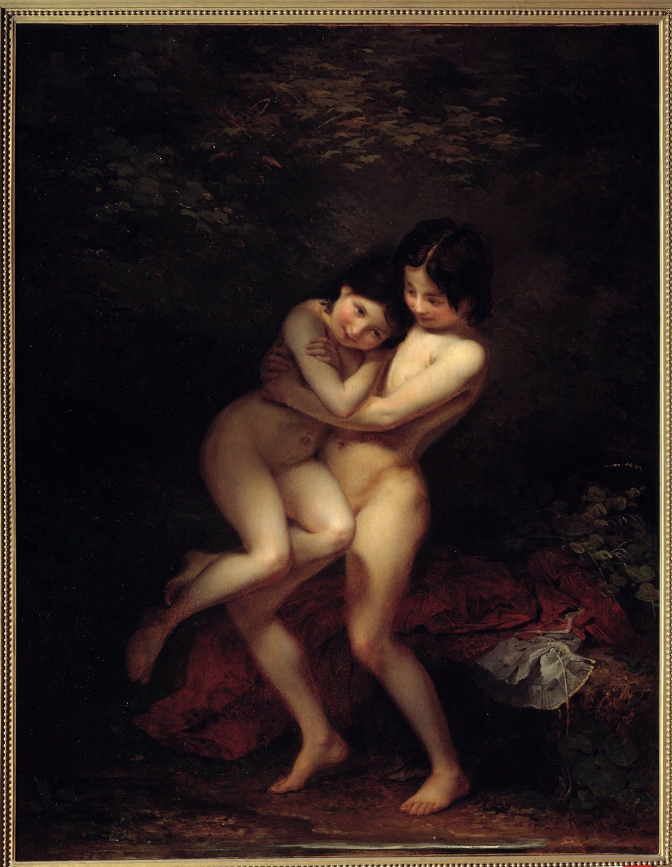Badande målning av Louis Edouard Rioult (1790-1855) 1831 Amiens, Musee de Picardie av Louis Edouard Rioult