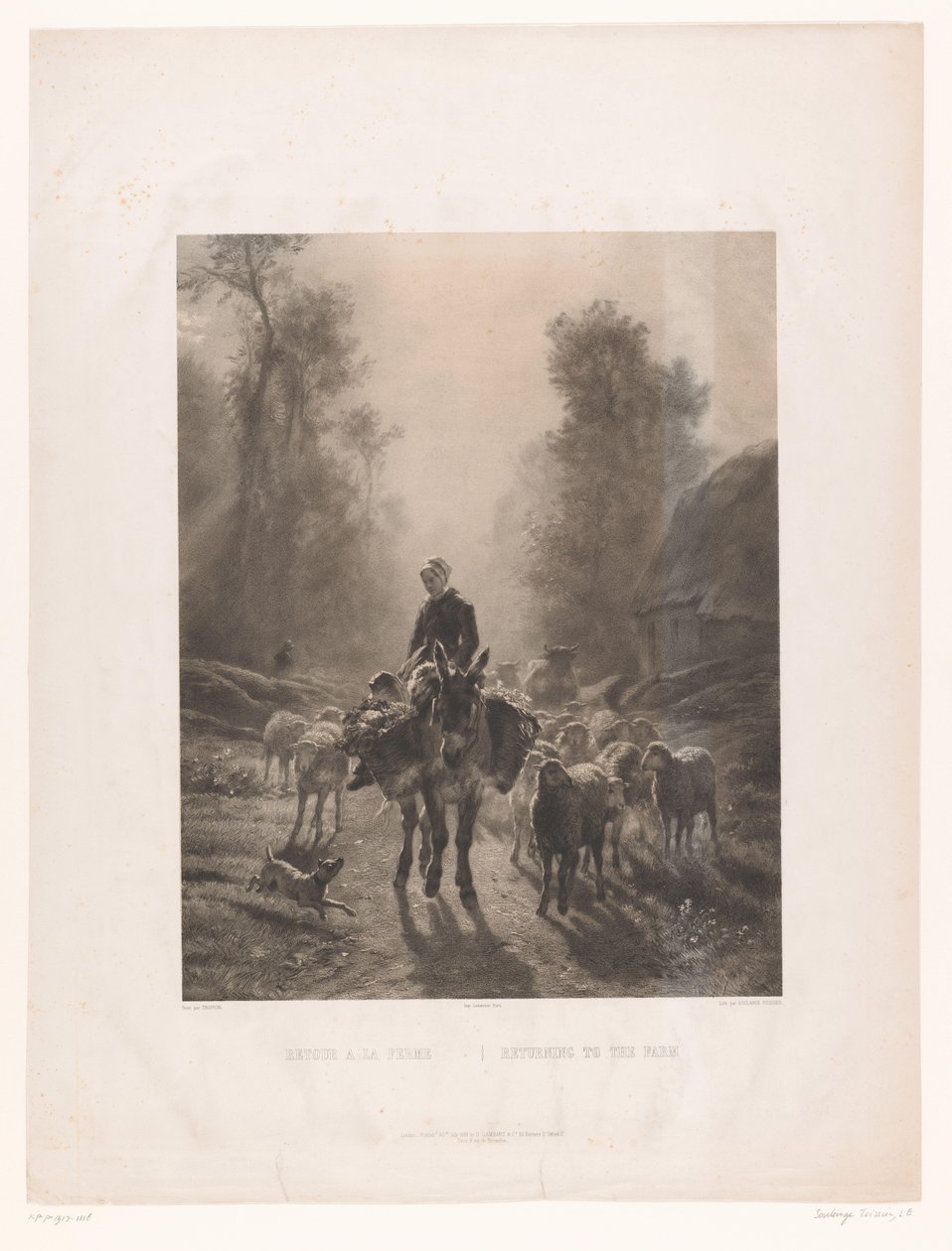 Bonde med boskap återvänder till gården Return a la ferme / Returning to the Farm (titel på objekt) av Louis Emmanuel Soulange Teissier