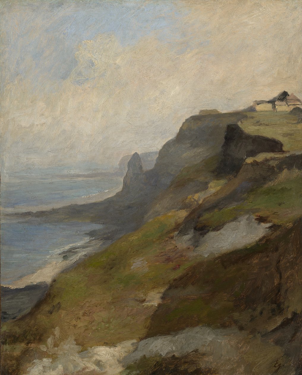 Cliffs of Normandy, ca 1850 (olja på trämassaskiva, monterad på Masonite) av Louis Eugene Gabriel Isabey