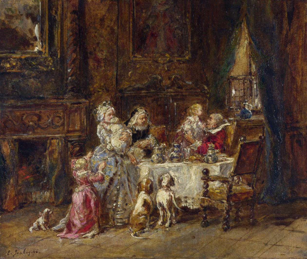Isabey, Louis Gabriel Eugene (1803-1886) Farfars födelsedag Olja på trä 1866 National Gallery, London 24,1x28,9 av Louis Eugene Gabriel Isabey