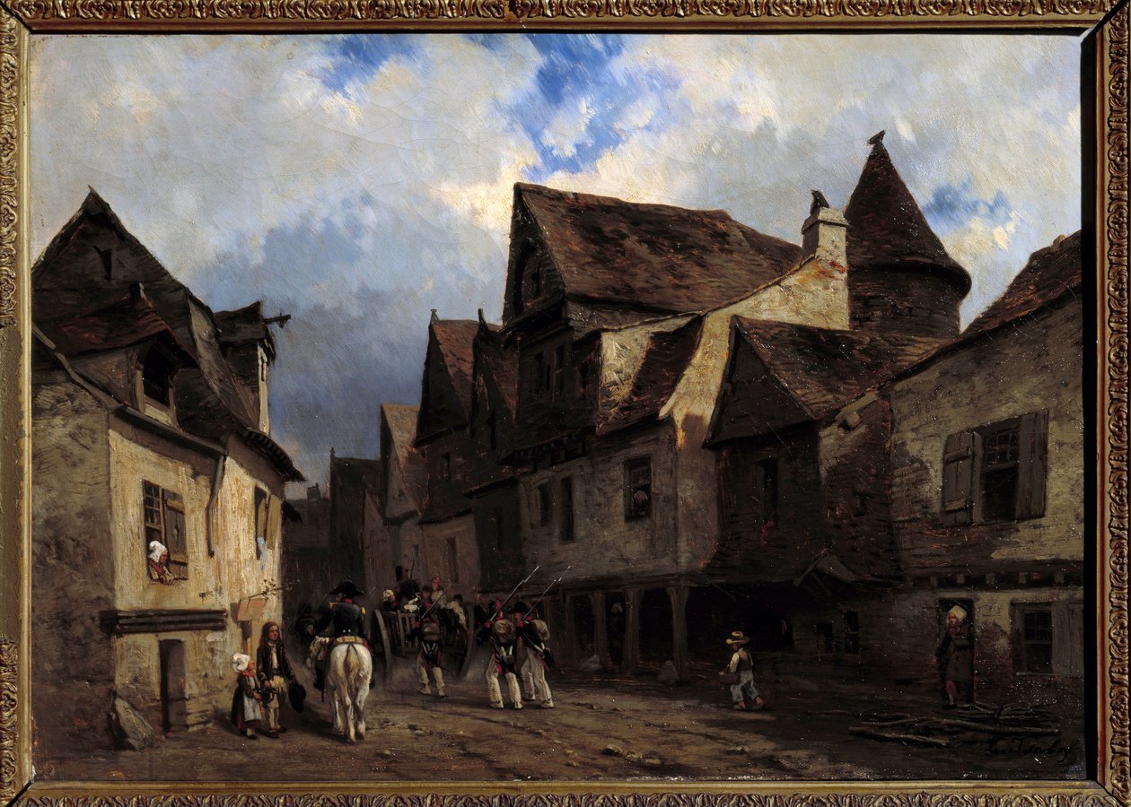 Rue de village Breton Målning av Louis Gabriel Eugene Isabey (1803-1886) 1800-talets Orleans, Musee des Beaux Arts av Louis Eugene Gabriel Isabey