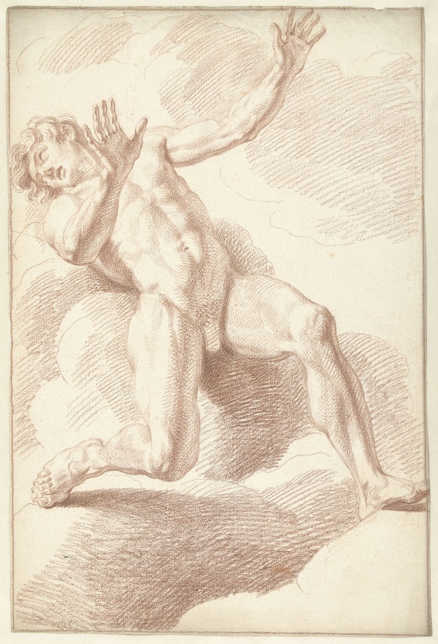 Naken man, liggande av Louis Fabritius Dubourg