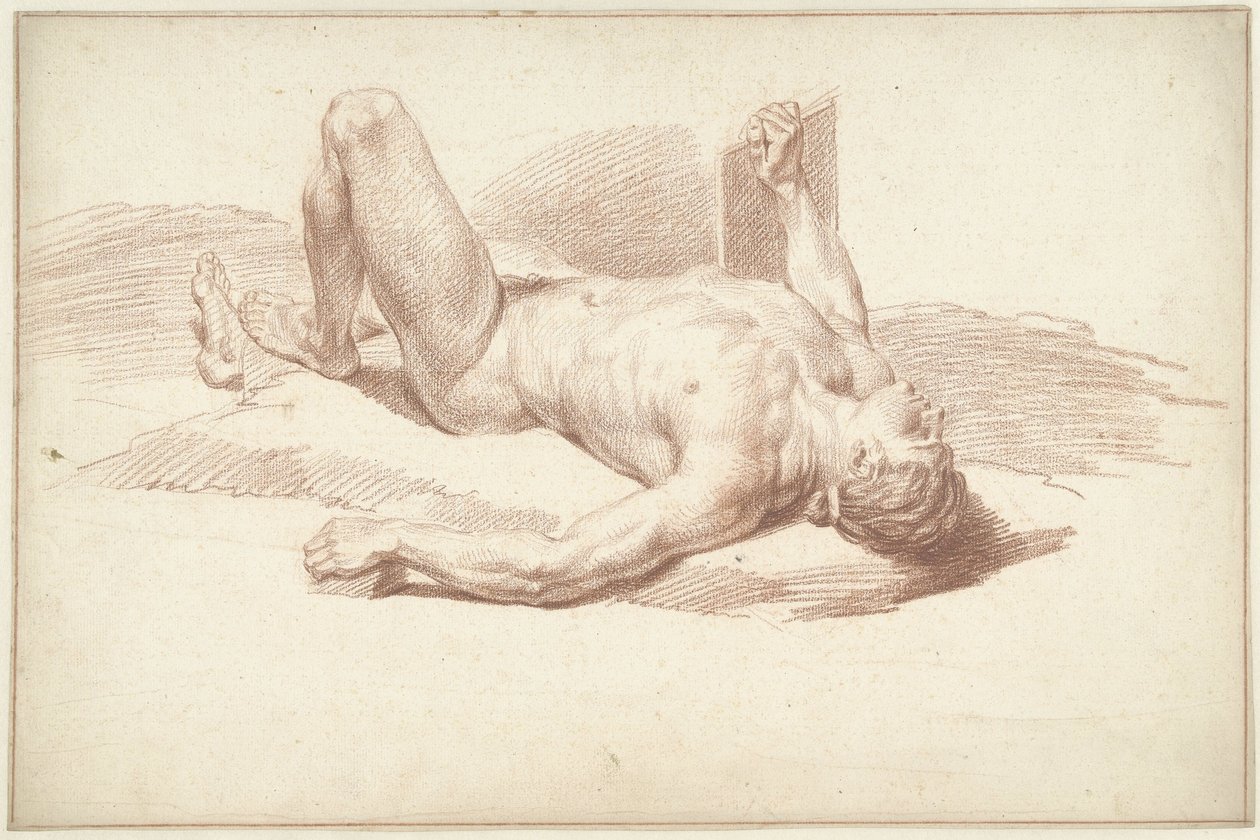 Man naken, liggande på rygg av Louis Fabritius Dubourg
