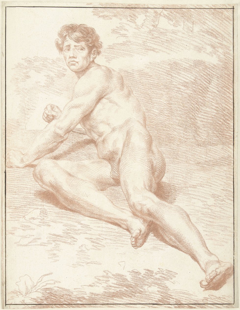 Man naken, liggande, stående av Louis Fabritius Dubourg