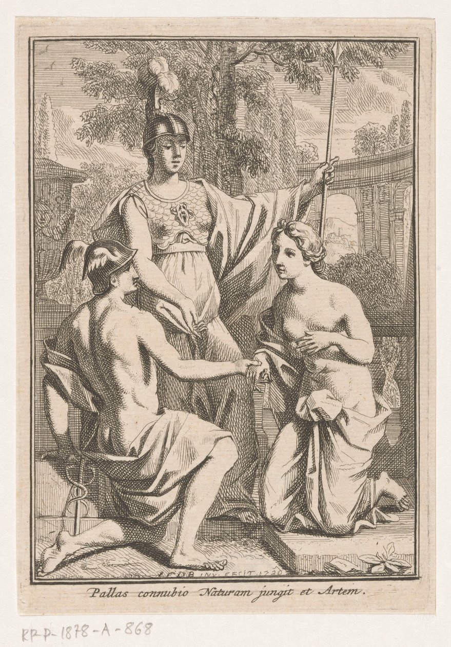 Minerva återförenar Merkurius och naturens personifiering av Louis Fabritius Dubourg