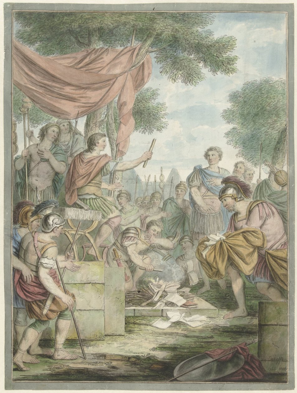 Pompejus bränner Sertorius brev av Louis Fabritius Dubourg