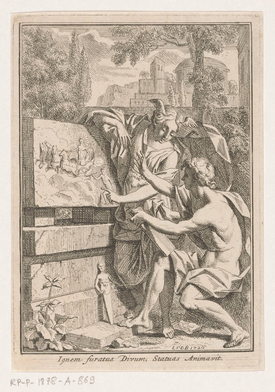 Kvinna med bevingat huvud visar basrelief för ung man av Louis Fabritius Dubourg