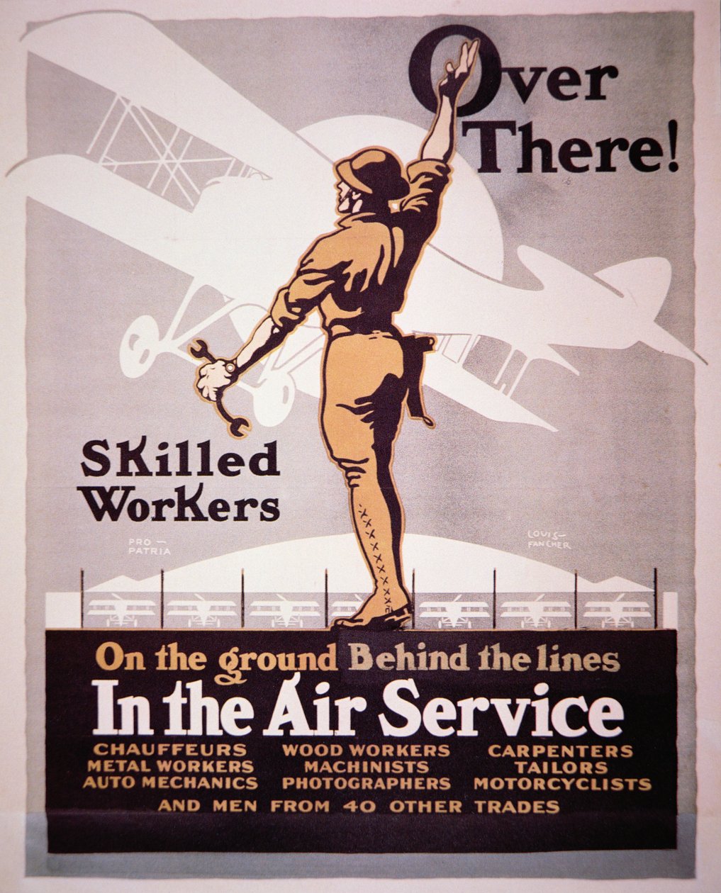 Amerikansk rekryteringsaffisch för Air Service (färg litho) av Louis Fancher
