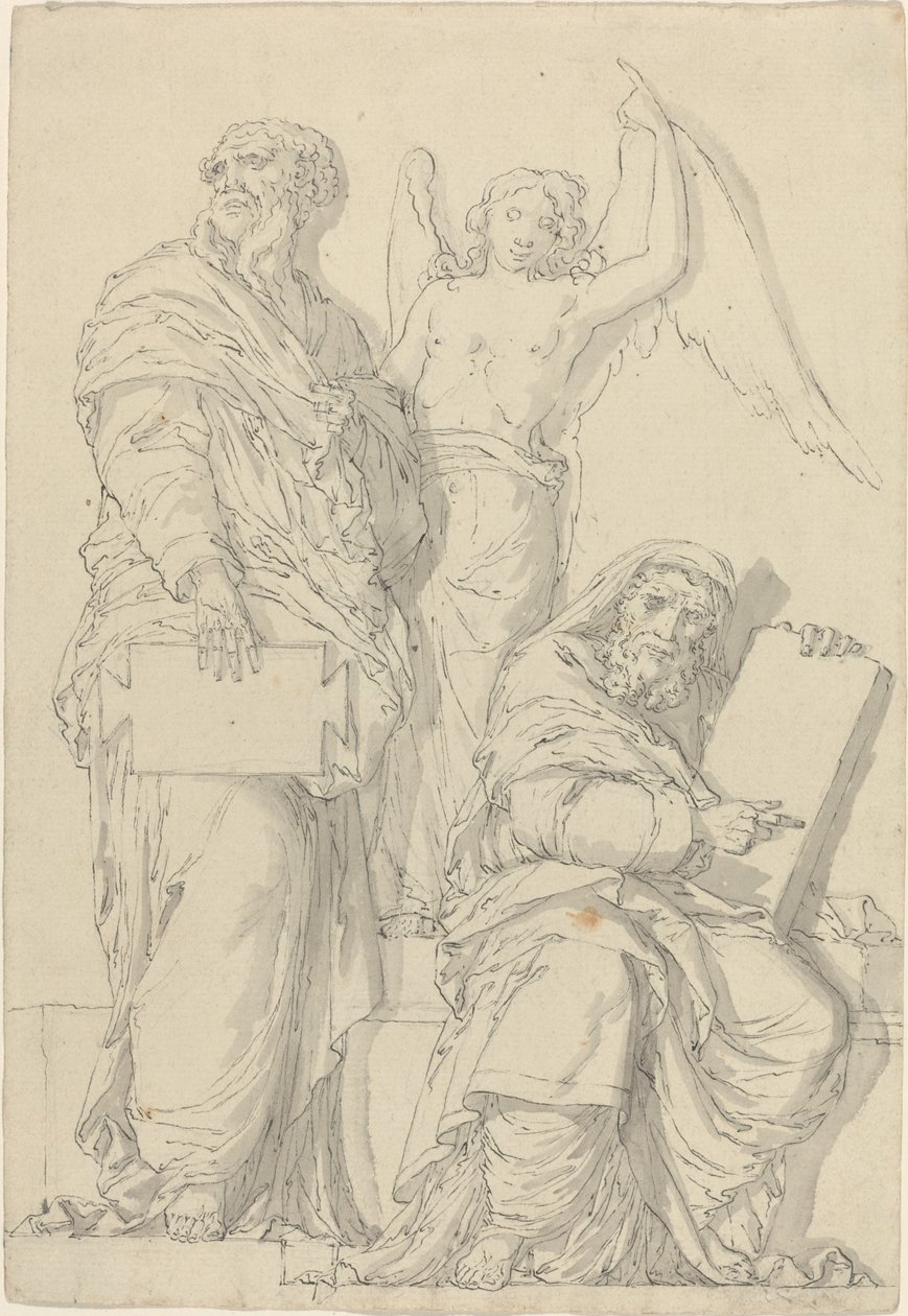 Profeterna Hosea och Jona av Louis Felix de La Rue after Raphael