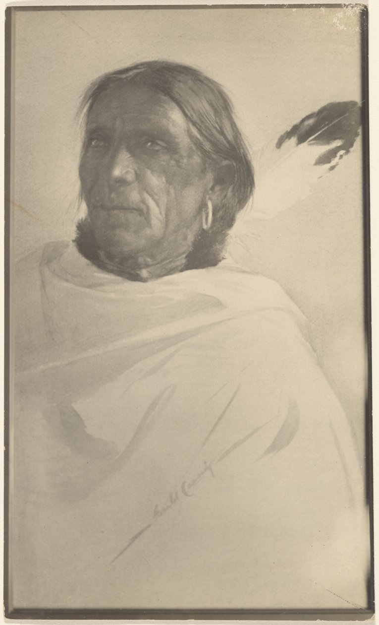 [Fotografi av målning av en indian (signerad Gerald Cassidy)] av Louis Fleckenstein