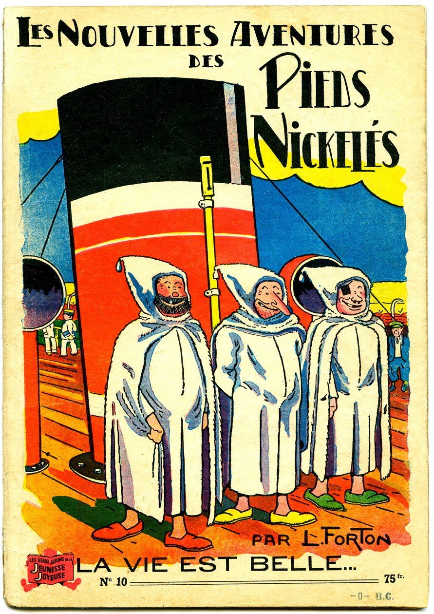 Omslag till ett seriealbum: Les Nouvelles Adventures des Pieds Nickeles, La vie est belle, n.10 (färg litho) av Louis Forton