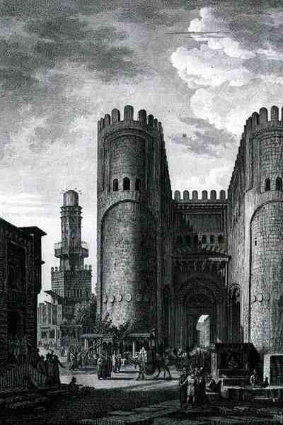 Bab El-Futuh (Segerporten) graverad av Pierre Nicolas Ransonette (1745-1810) från volym III av 