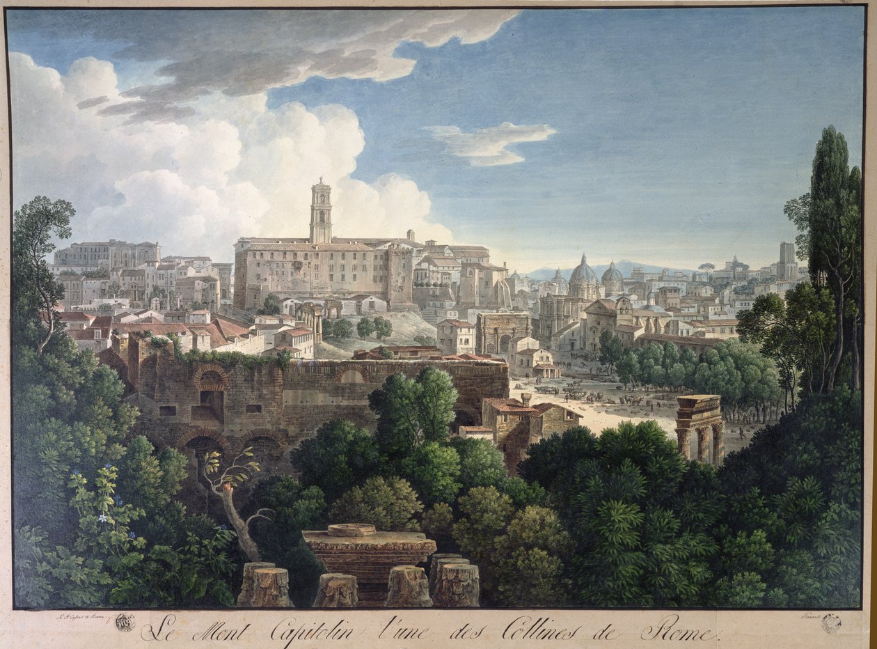 Utsikt över Kapitolium från Farnese-trädgårdarna av Louis Francois Cassas