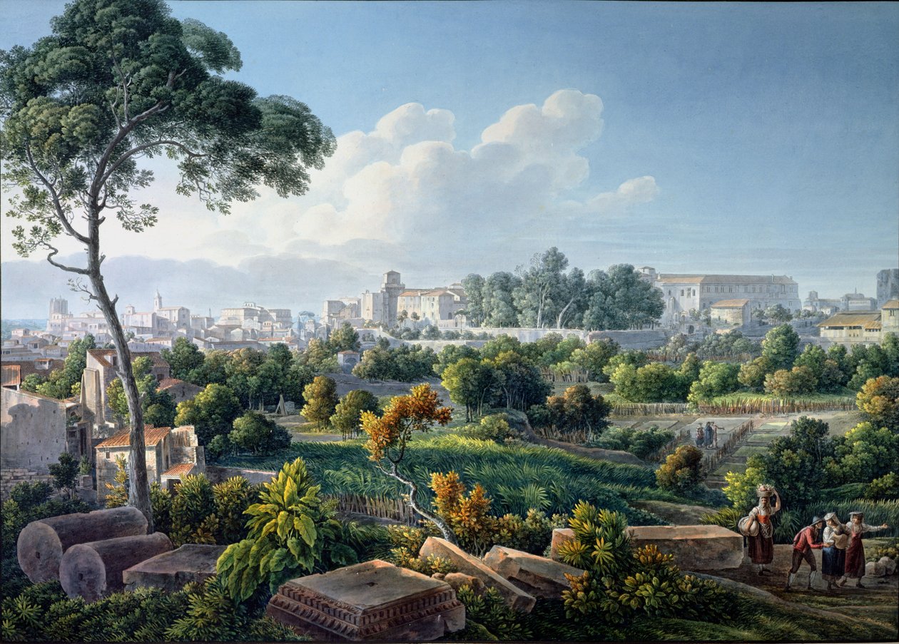 Utsikt över Esquiline Hill, Rom, ca 1800 av Louis Francois Cassas