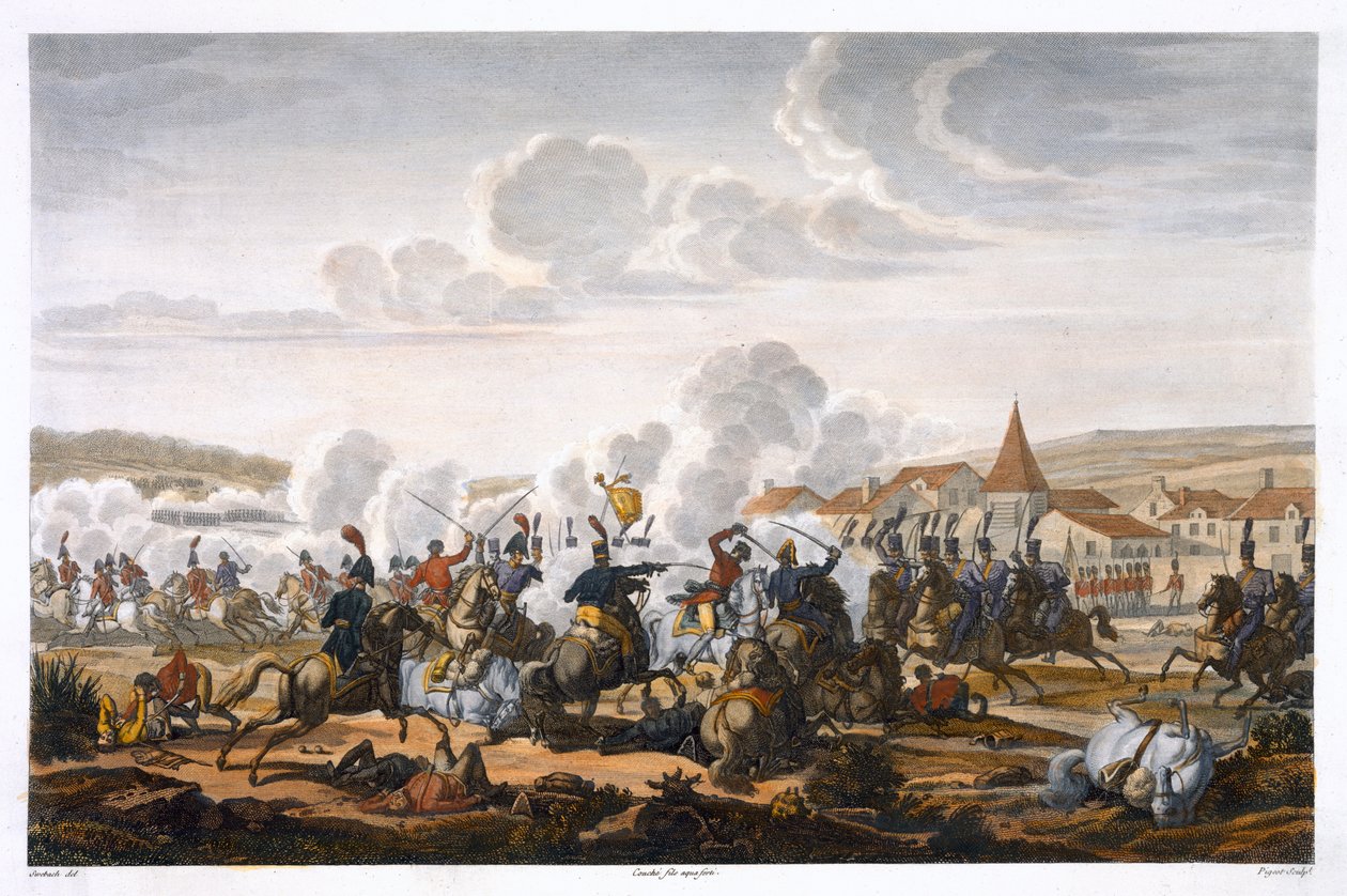 "Prins Ludwigs död av Preussen i slaget vid Saalfeld, 10 oktober 1806". av Louis Francois Couche