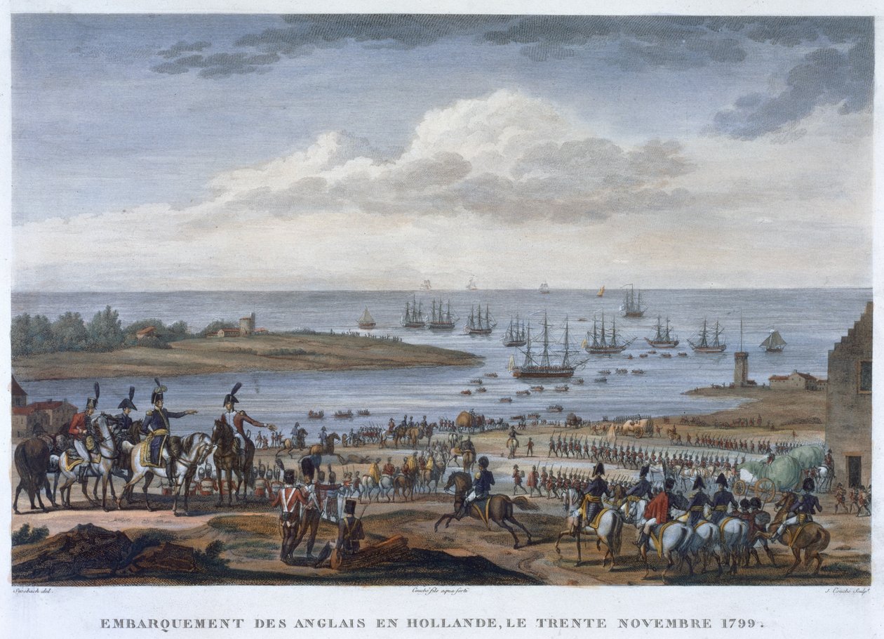 "Engelsmännens ombordstigning i Holland, 30 november 1799" av Louis Francois Couche