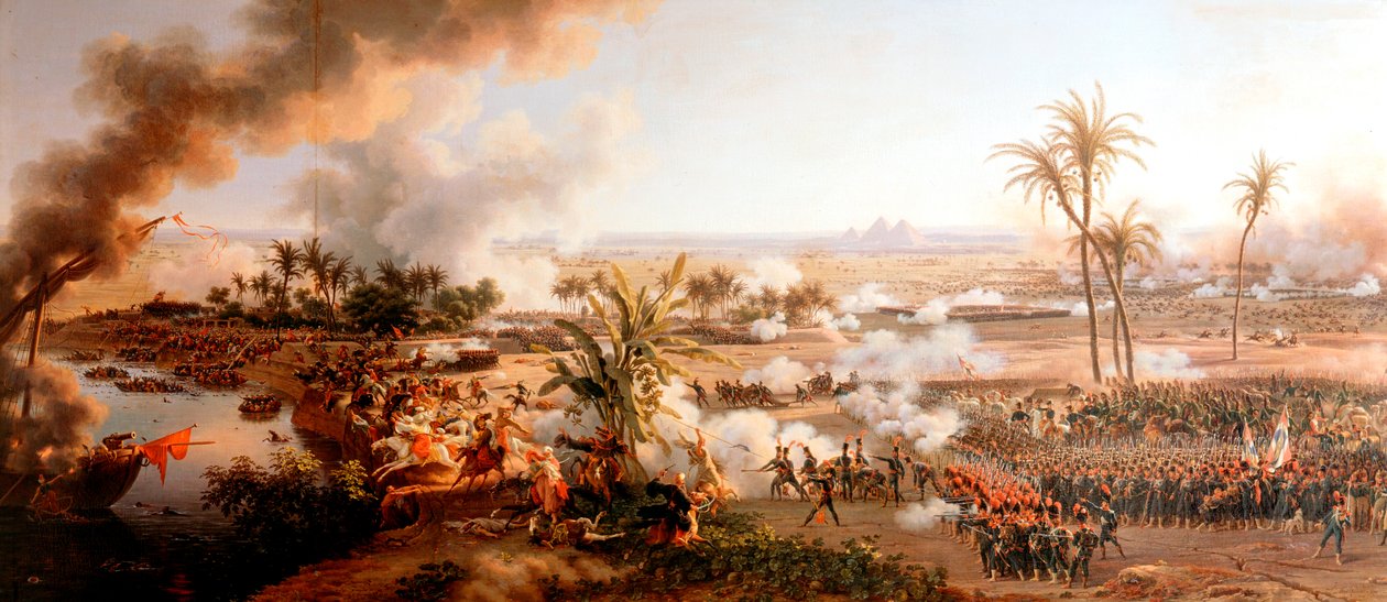 Slaget vid pyramiderna, Egypten, 21 juli 1798 av Louis Francois Lejeune