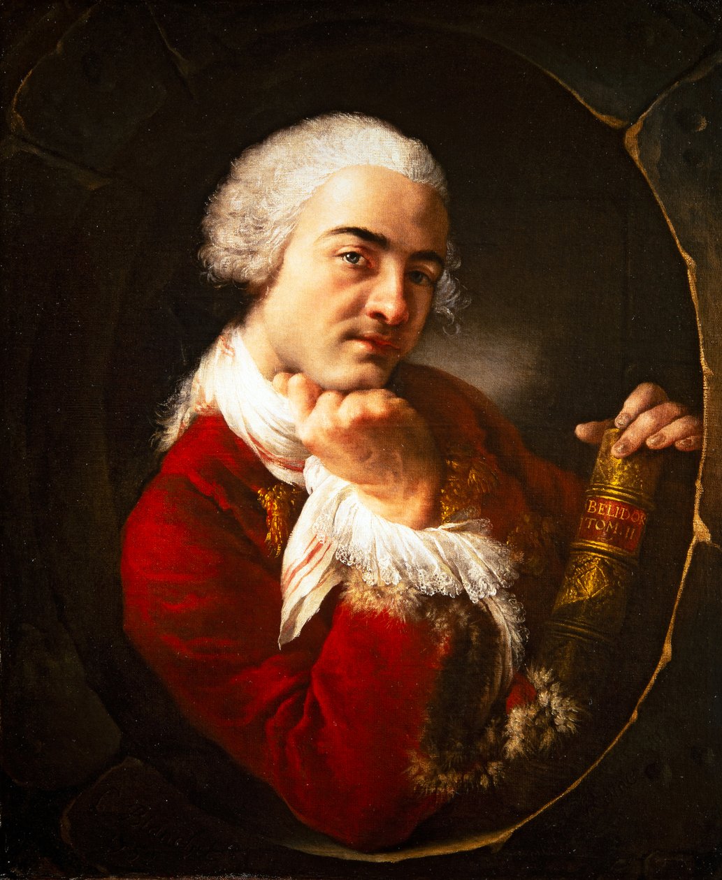 Porträtt av en man som håller i ett verk av Belidor av Louis Gabriel Blanchet