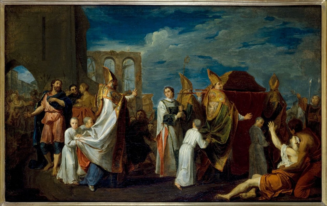 La translation des reliques de Saint Augustin, skiss till målning i Petits-Pères-klostrets refektorium (Notre-Dame-des-Victoires-kyrkan), nuvarande 2:a arrondissementet, ca 1698-1708 (olja) av Louis Galloche