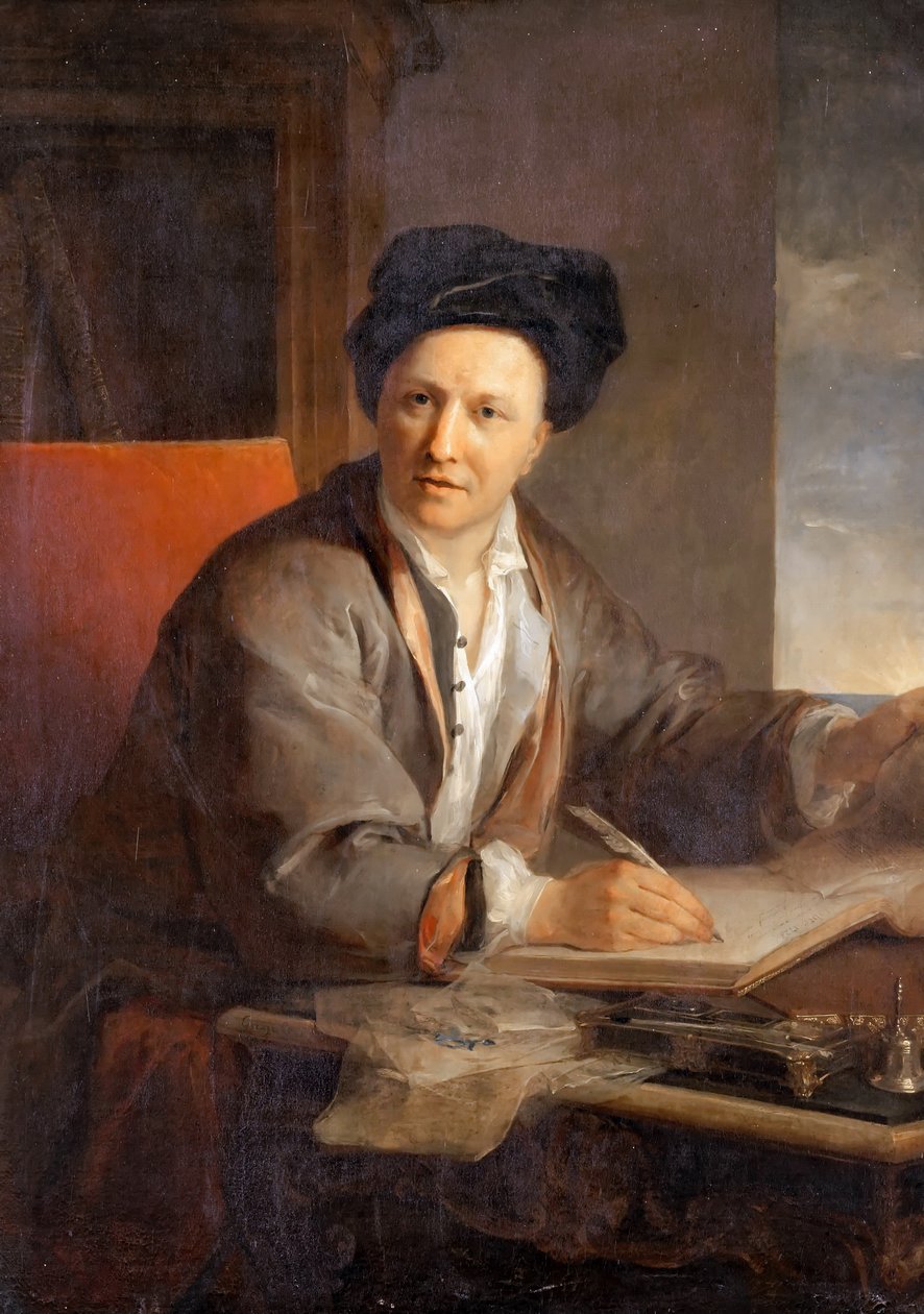 Porträtt av författaren Bernard le Bovier de Fontenelle 1657-1757 av Louis Galloche