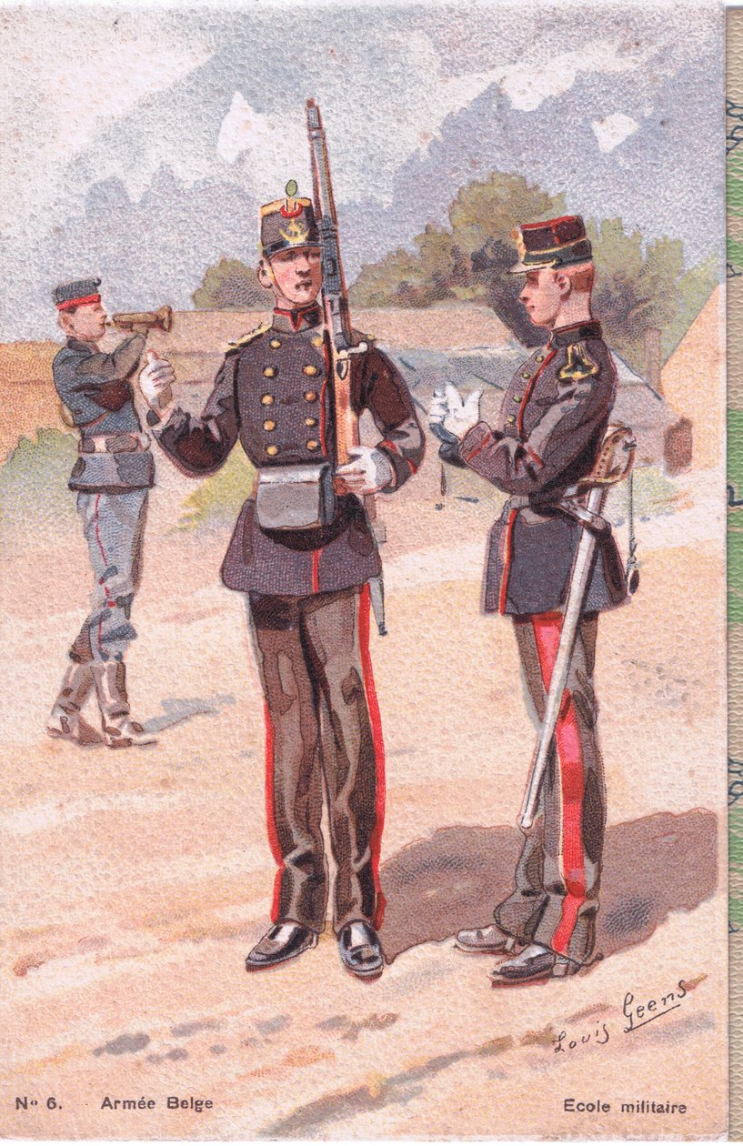 Militärskola, vykort, 1920-tal av Louis Geens