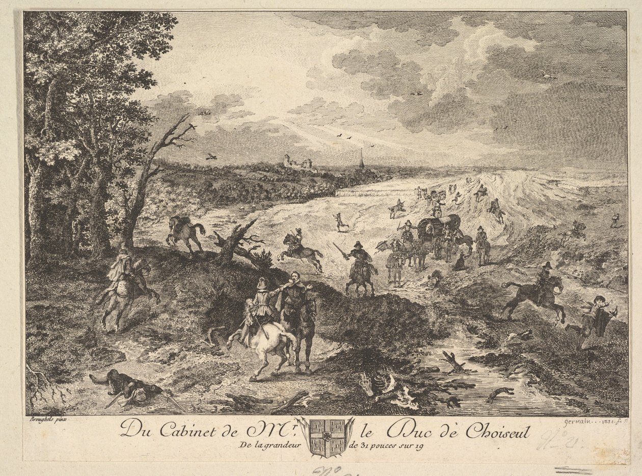 Rån på en väg efter en målning i samlingen av Duc de Choiseul, 1771. av Louis Germain