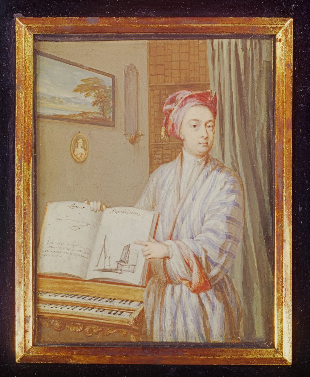 Porträtt av Brook Taylor (1685-1731) 1720 (wc och kroppsfärg på veläng på kort) av Louis Goupy