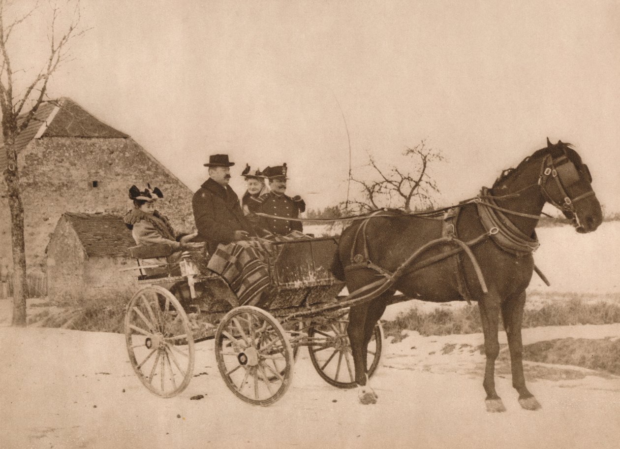 Män och kvinnor i en häst och vagn, 1937 av Louis Guichard