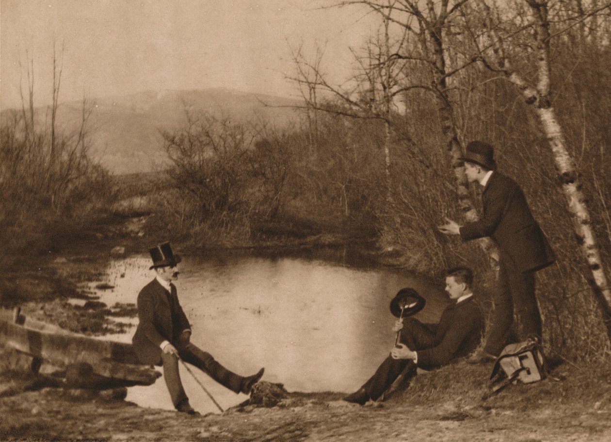 Tre män vid damm, 1937 av Louis Guichard