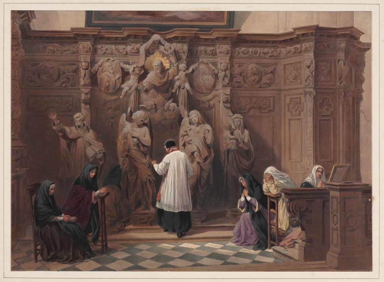 Confessional, St Paul Church, Antwerpen av Louis Haghe