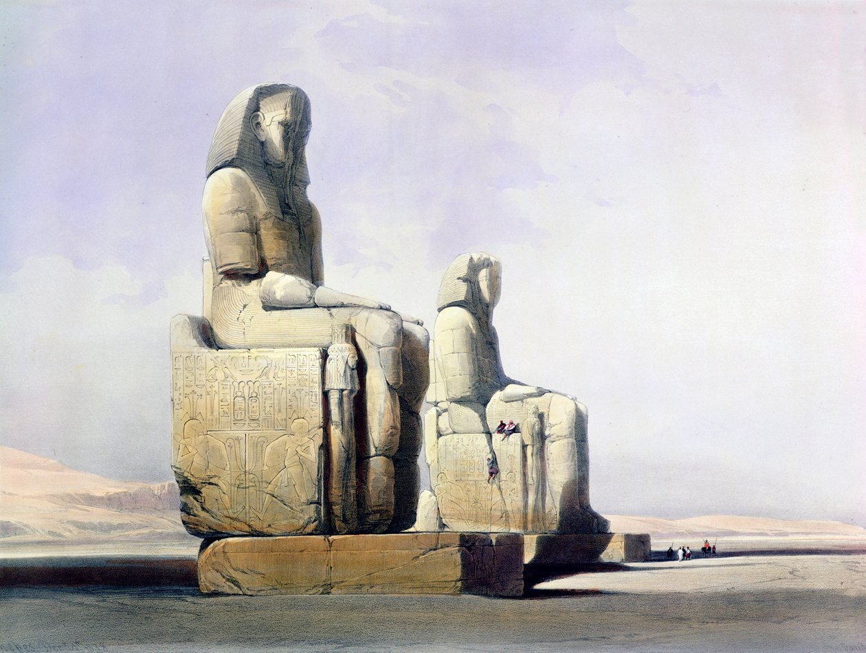 Detalj av kolosserna av Memnon, Thebe, Egypten, 4 december 1838 1846 av Louis Haghe