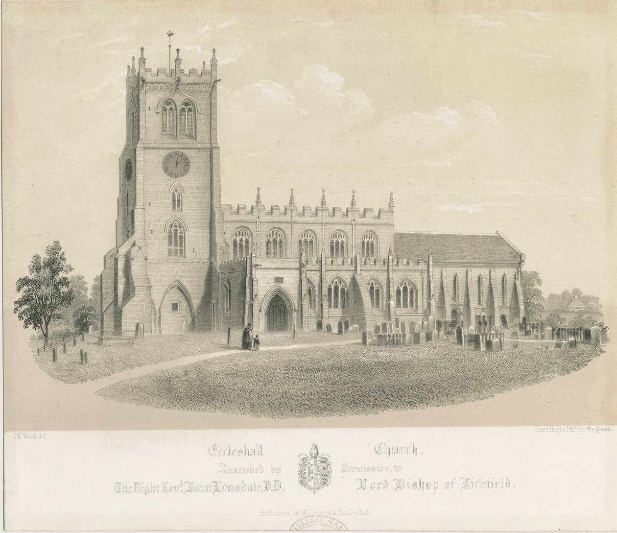Eccleshall Church: litografi, nd [c 1840] (tryck) av Louis Haghe