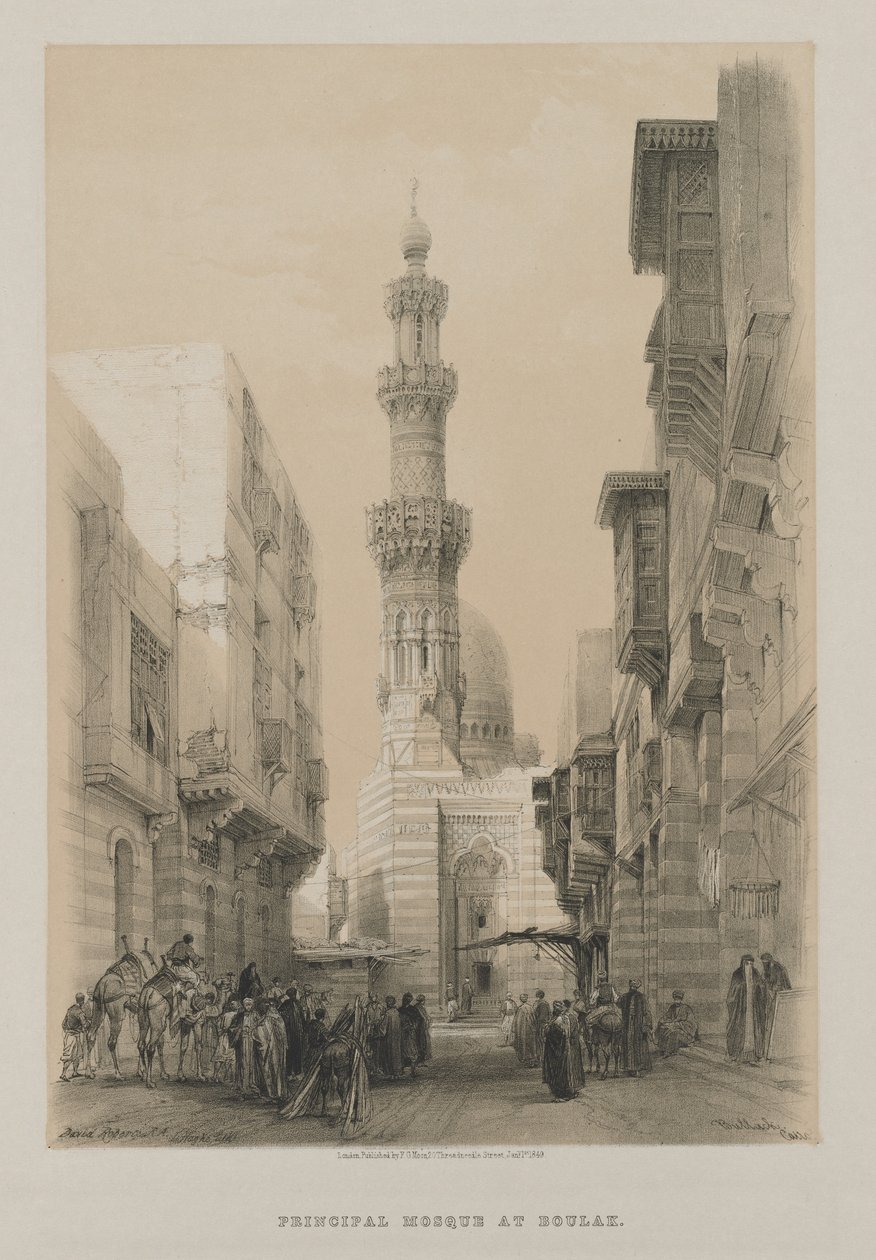 Egypten och Nubien, volym III: Bullack, Kairo, ca. 1846. av Louis Haghe