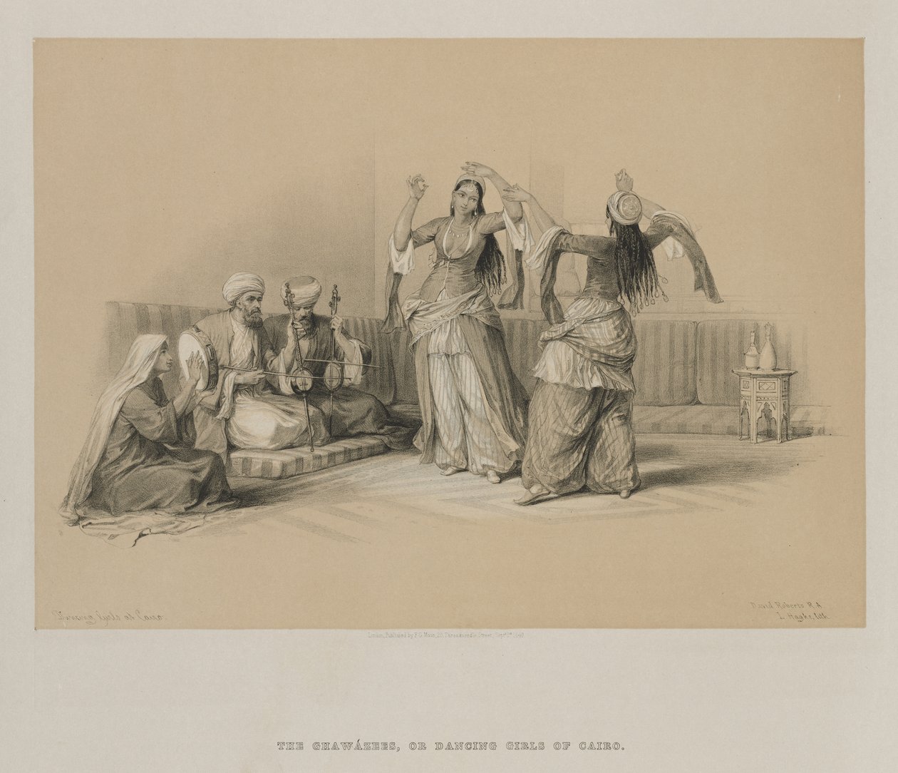 Egypten och Nubien, volym III: Dansande flickor i Kairo, 1849. av Louis Haghe